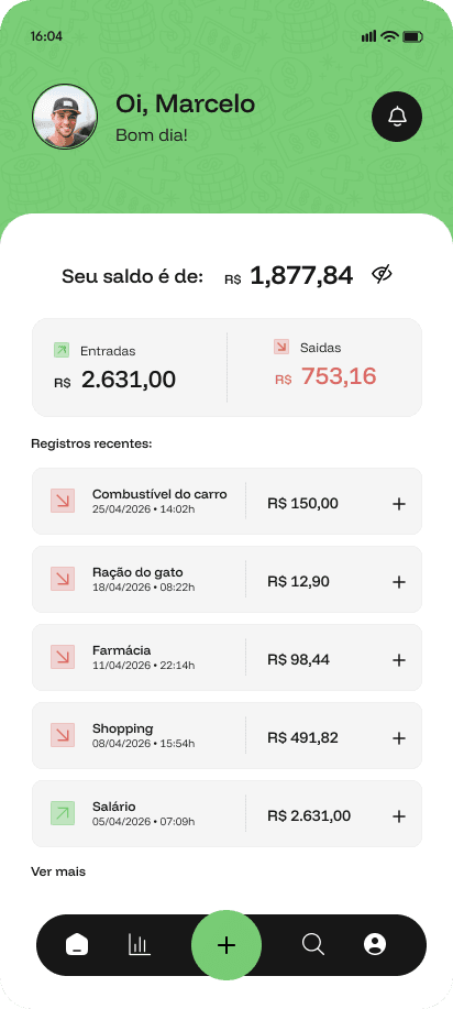 Mockup do app